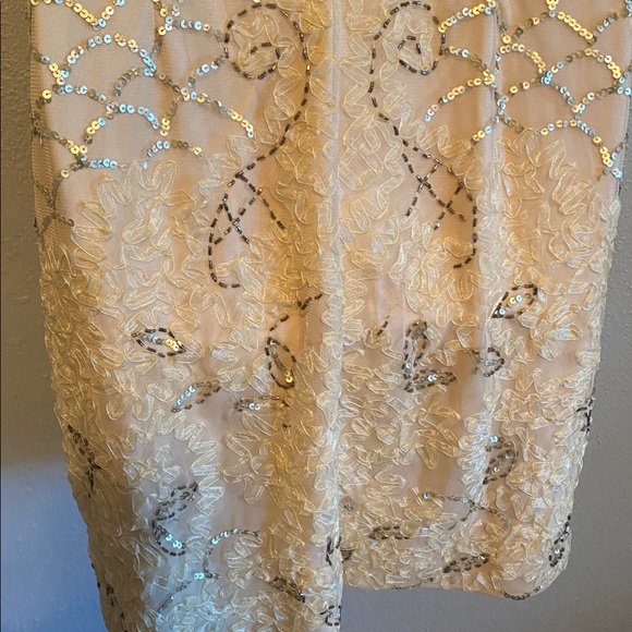 Sue Wong cream lace bead sequin evening cocktail dress 8 - Picture 9 of 15